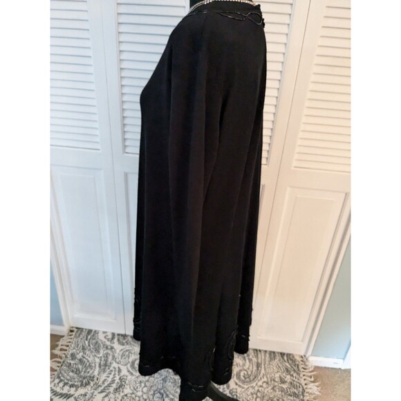 Vtg Liz Claiborne Wool Dress Women's L 90s A-line Black Beaded Chic Swing Y2K - Picture 11 of 16